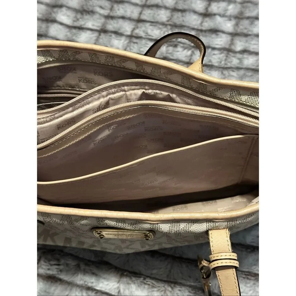 Michael Kors Beige and Cream Large Tote Bag